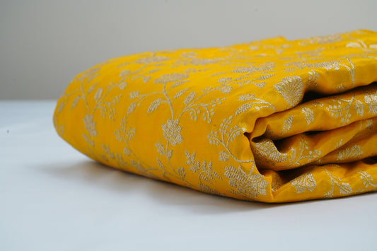 Yellow Jaal Banarasi Fabric