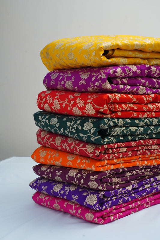 Magenta Pink Jaal Banarasi Fabric