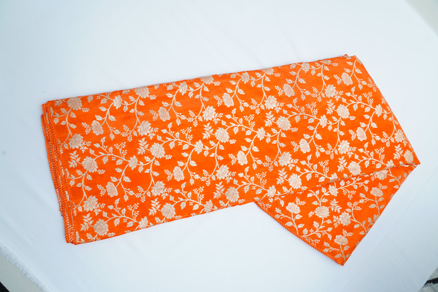 Orange Jaal Banarasi Fabric