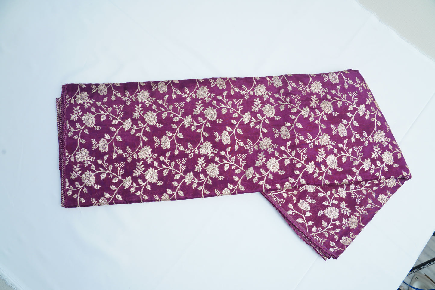 Wine Jaal Banarasi Fabric