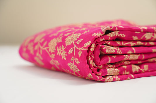 Rani Pink Jaal Banarasi Fabric