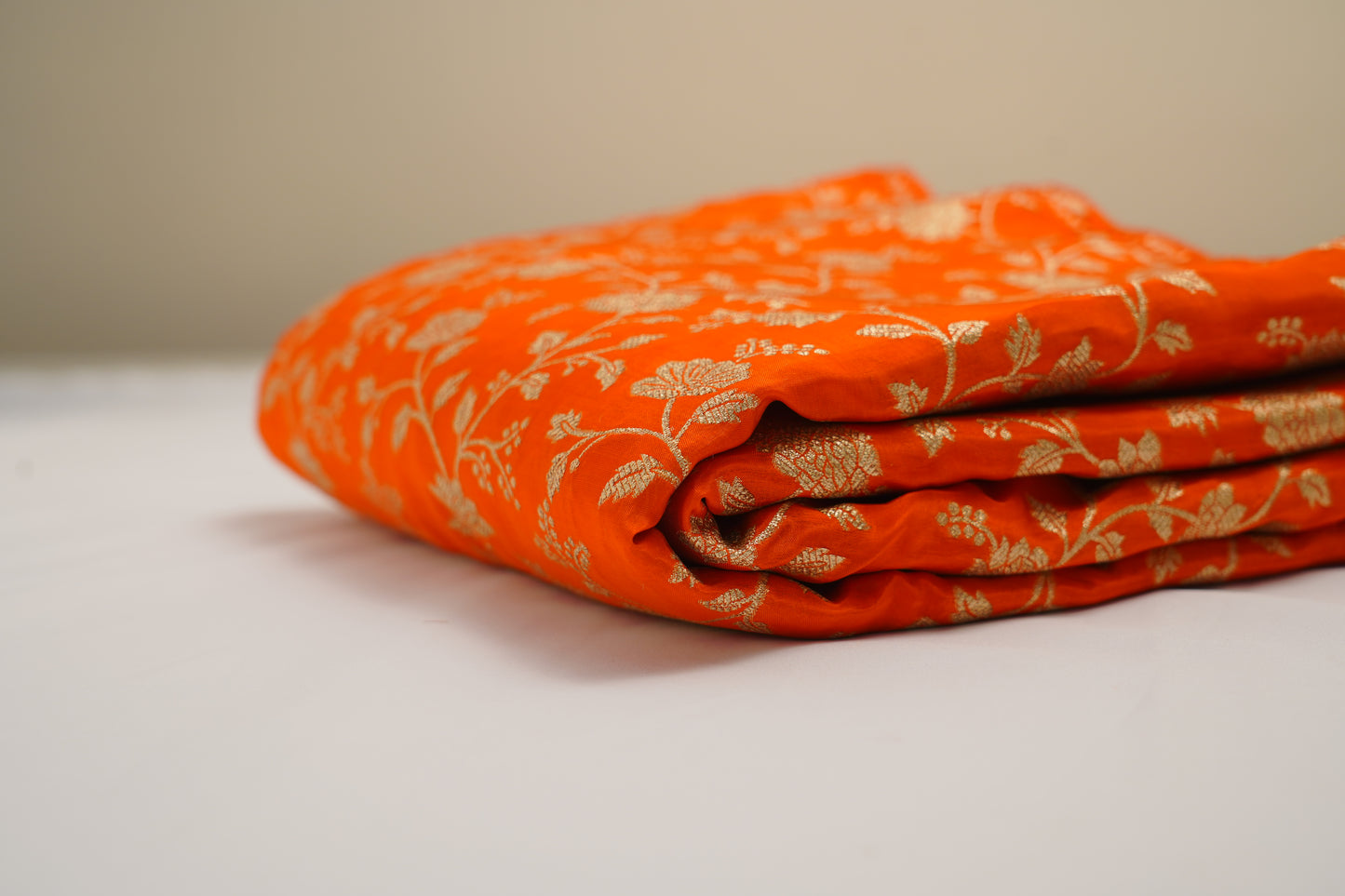 Orange Jaal Banarasi Fabric