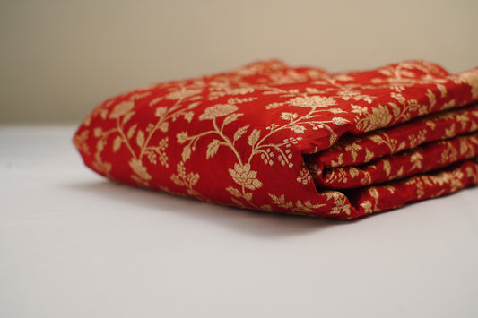 Maroon Jaal Banarasi Fabric