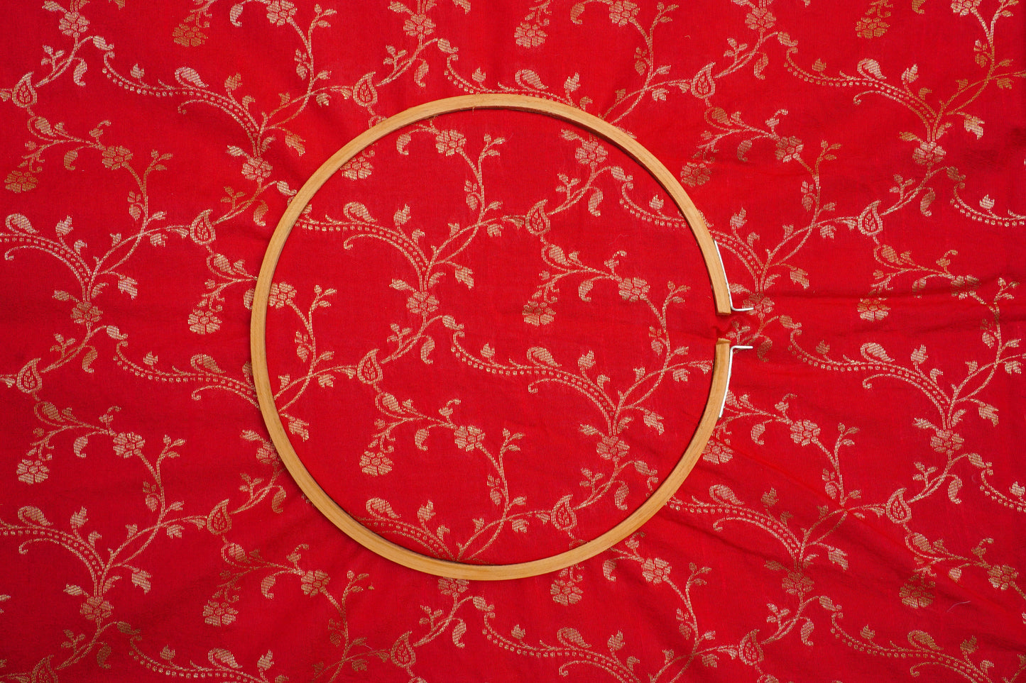 Pure Brocade Red Banarasi Fabric