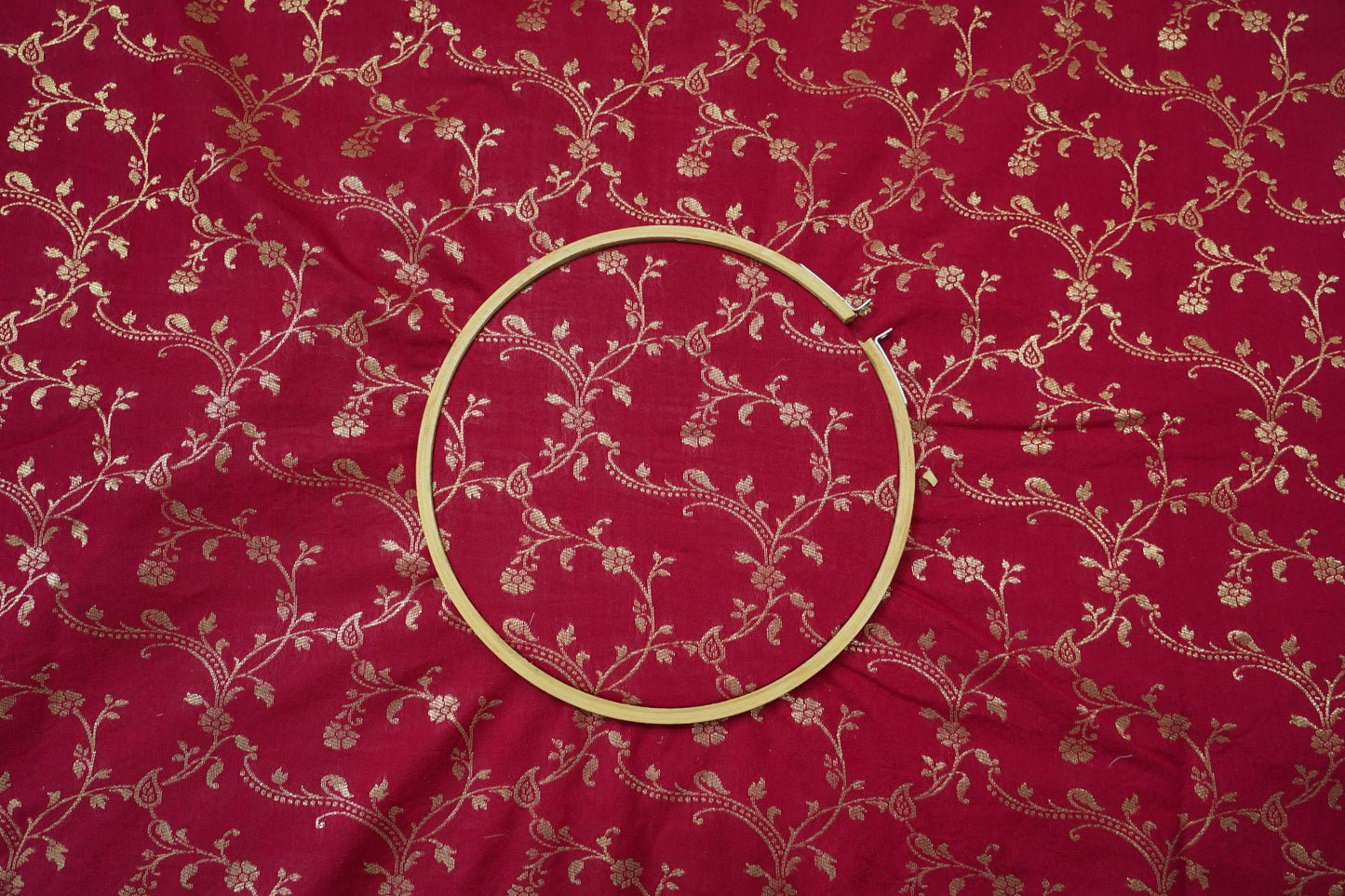 Pure Brocade Maroon Banarasi Fabric