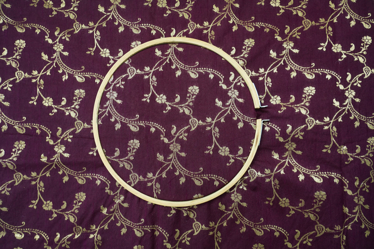 Pure Brocade Wine Banarasi Fabric