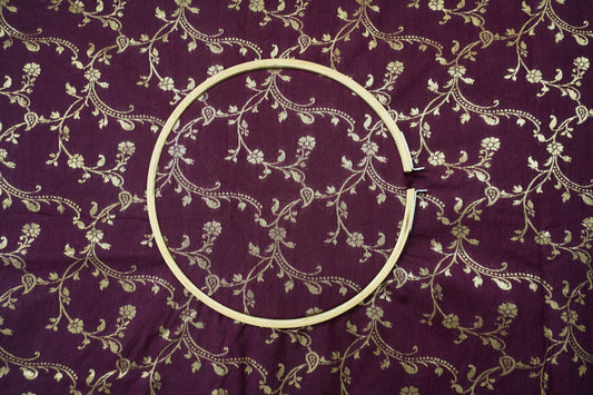 Pure Brocade Wine Banarasi Fabric