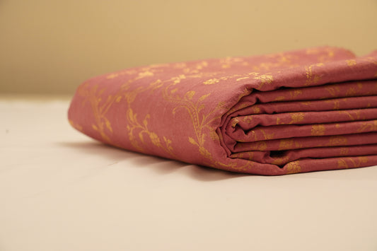 Pure Brocade Onion Pink Banarasi Fabric