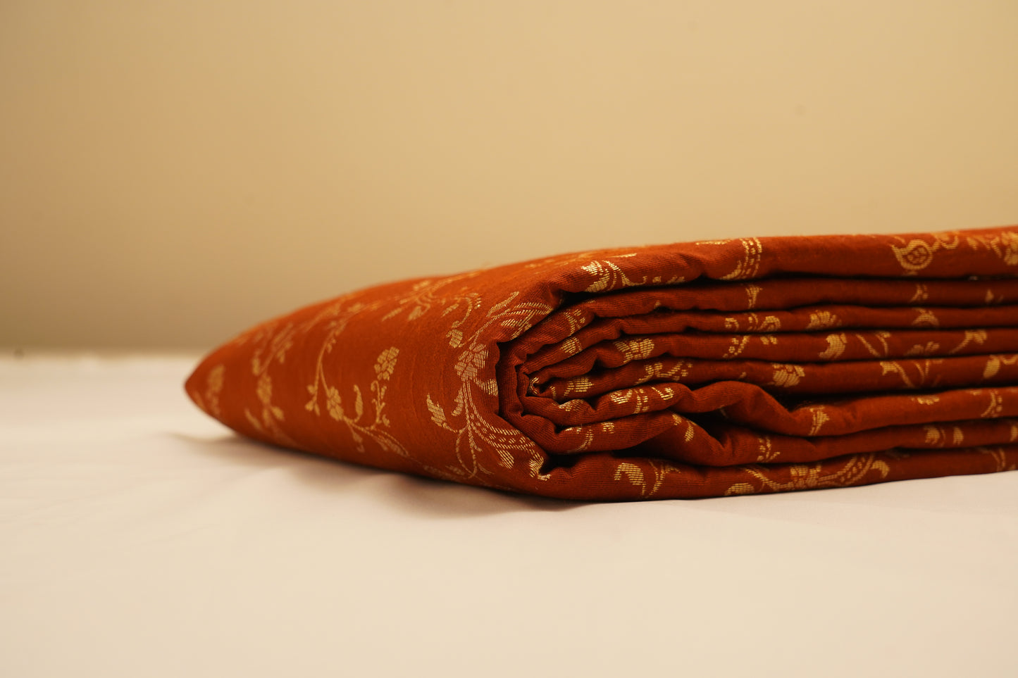 Pure Brocade Light Brown Banarasi Fabric