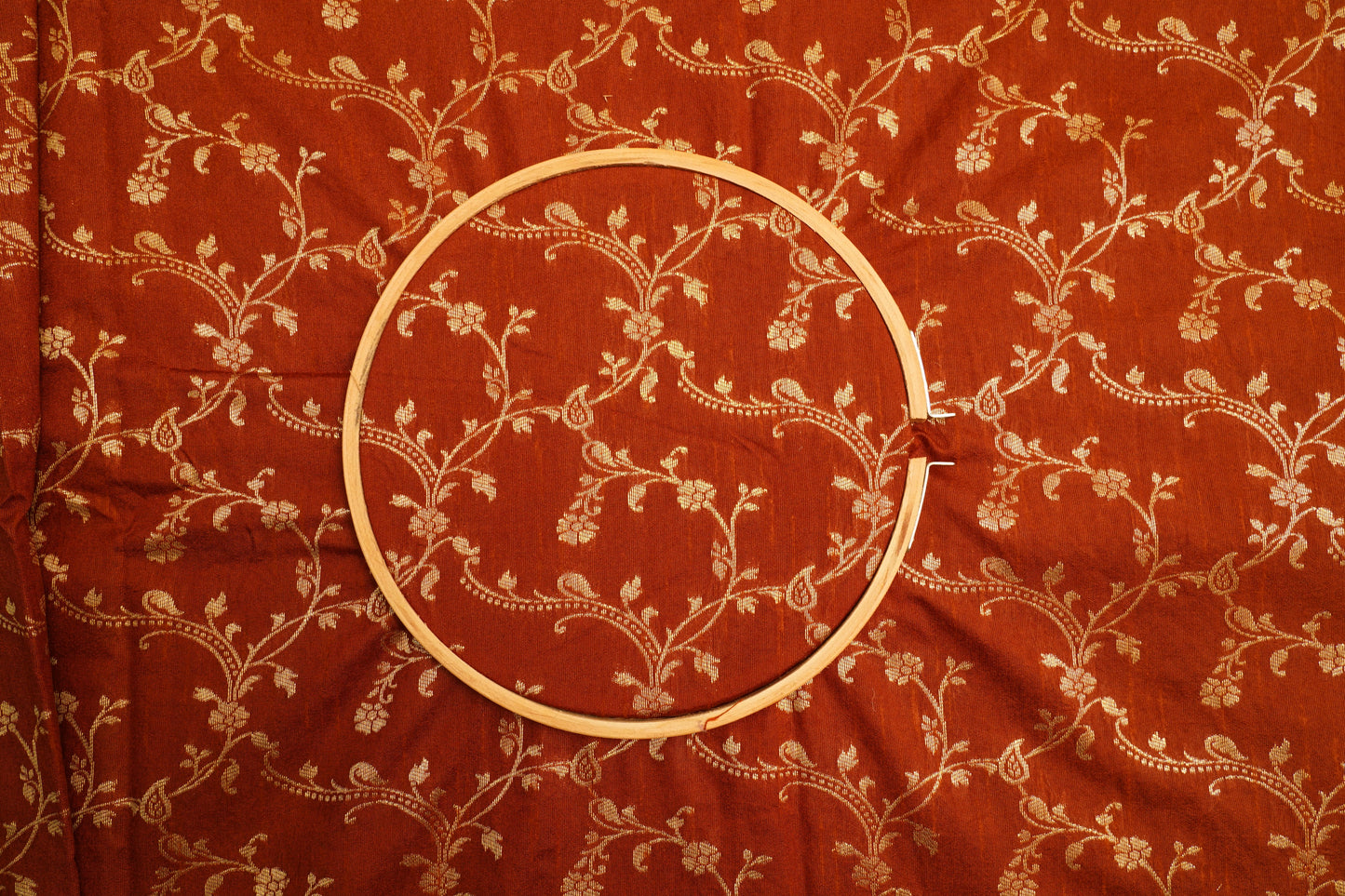 Pure Brocade Light Brown Banarasi Fabric