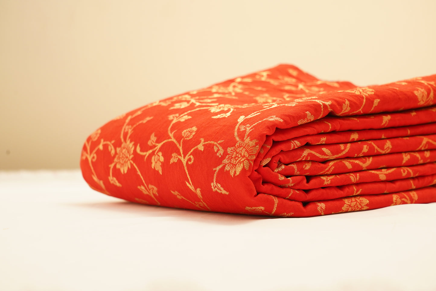 Pure Brocade Red Banarasi Fabric