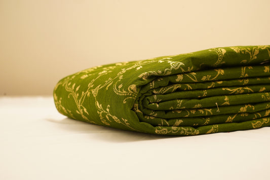 Pure Brocade Green Banarasi Fabric