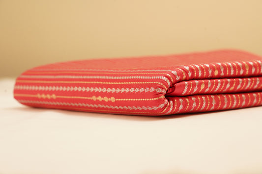 Taffy Pink Katan Zari Fabric – Sweet & Festive Style