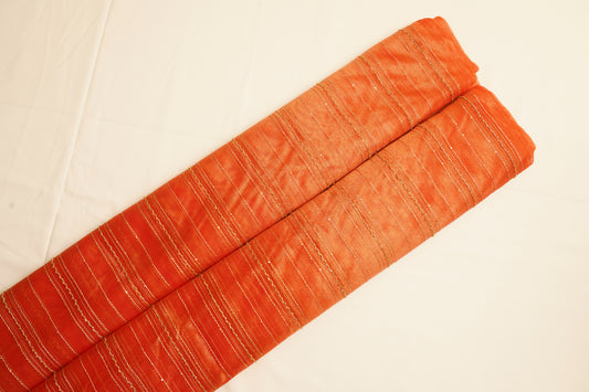 Rust Orange Tissue Crush Sequence Fabric