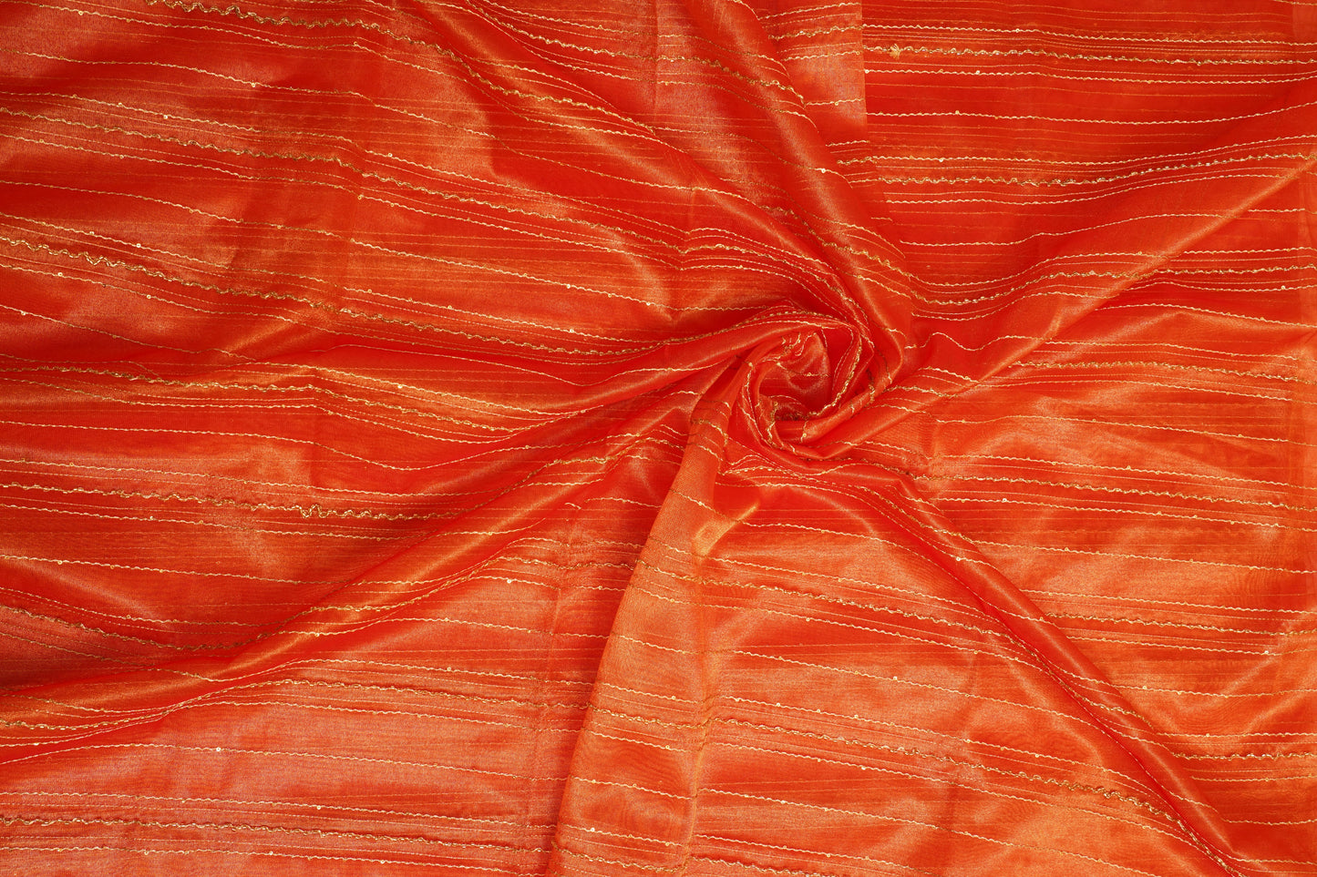 Rust Orange Tissue Crush Sequence Fabric