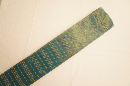 Teal Blue Tissue Crush Sequence Fabric