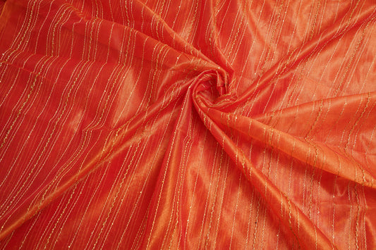 Rani Pink Tissue Crush Sequence Fabric