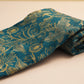 Teal Blue Raw Silk Brocade