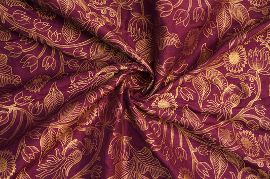 Wine Royale – Raw Silk Brocade