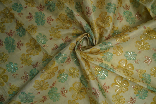 Tissue Gold with Lemon Yellow and Sea Green Position Work