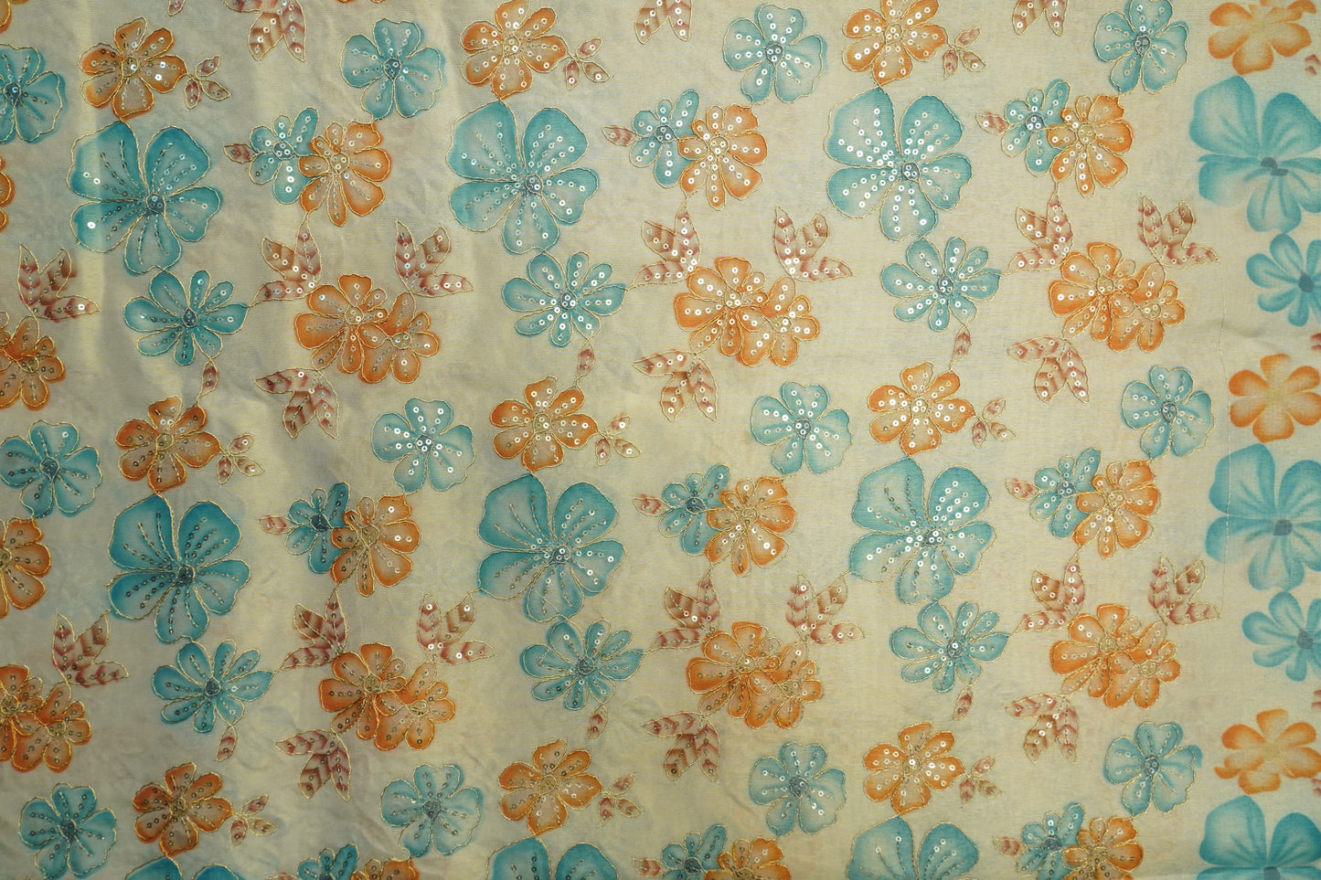 Tissue Gold with Aqua Blue and Golden Yellow Position Work