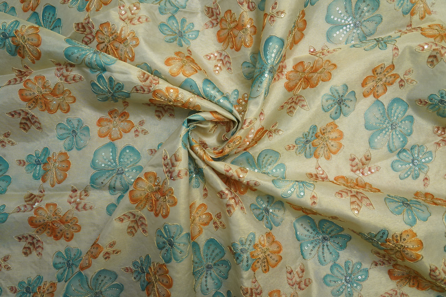 Tissue Gold with Aqua Blue and Golden Yellow Position Work
