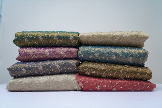 Premium Embroidered Crush Silk Fabric