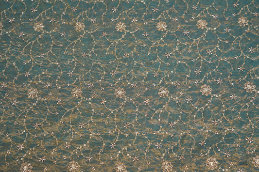 Premium Embroidered Crush Silk Fabric