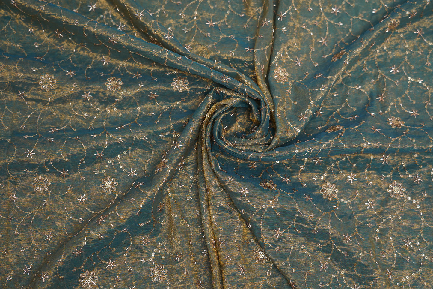 Premium Embroidered Crush Silk Fabric