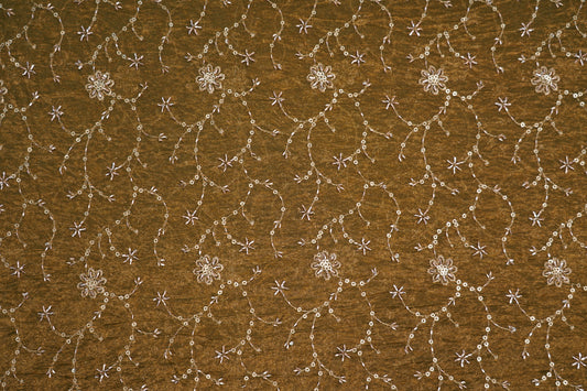 Premium Embroidered Crush Silk Fabric