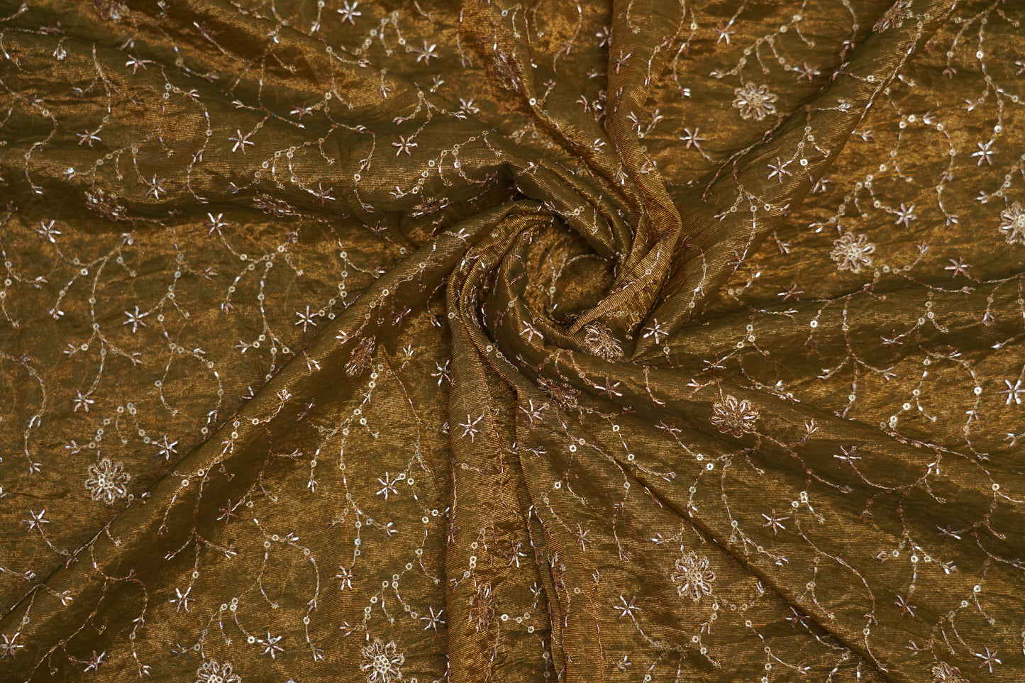 Premium Embroidered Crush Silk Fabric