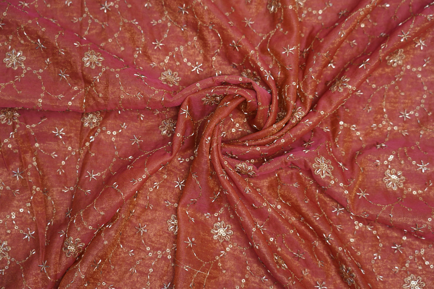 Premium Embroidered Crush Silk Fabric