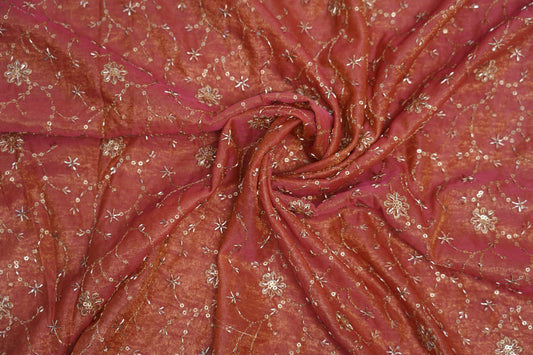 Premium Embroidered Crush Silk Fabric