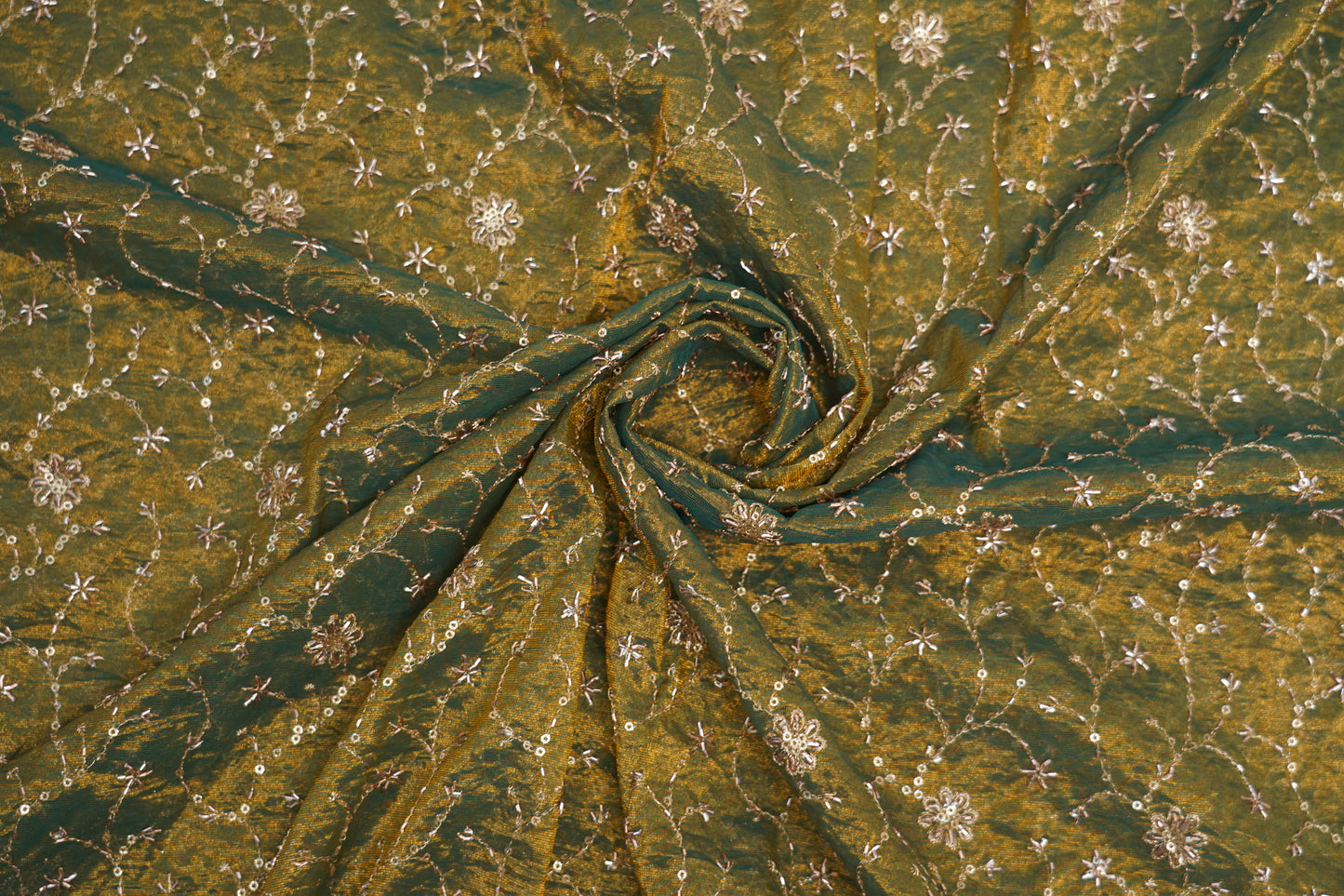 Premium Embroidered Crush Silk Fabric