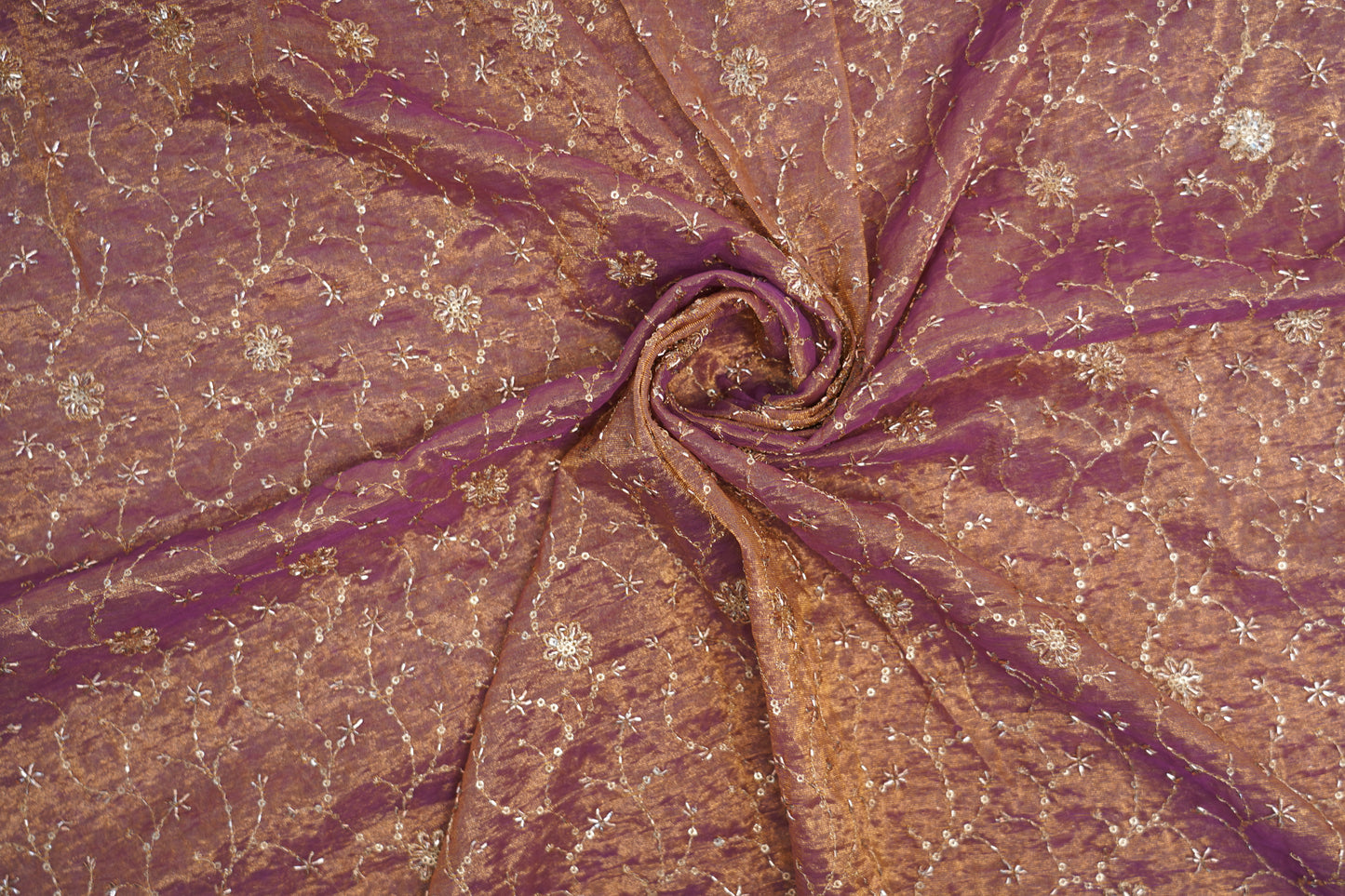 Premium Embroidered Crush Silk Fabric