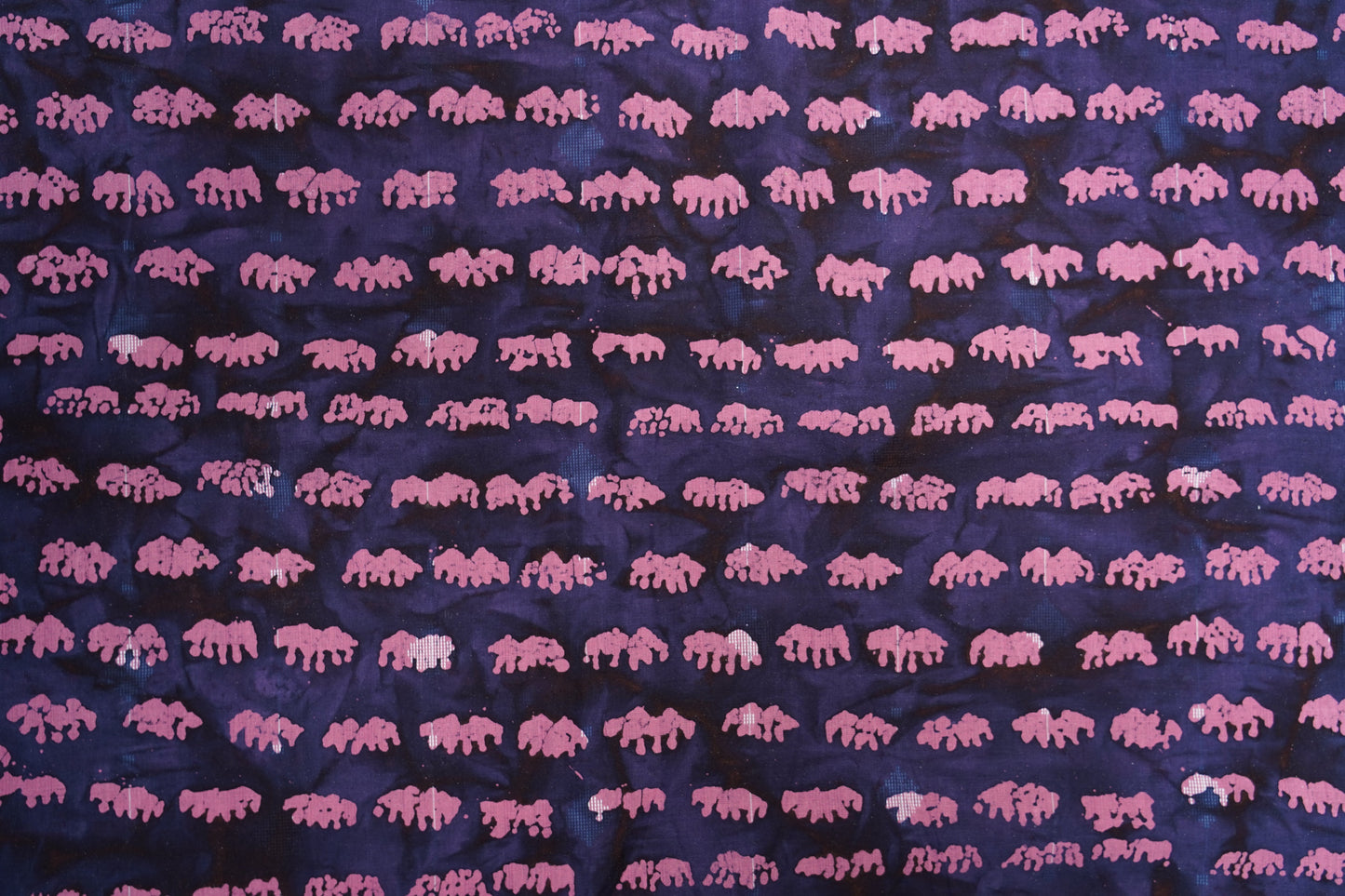 wax batik cotton - Deep Indigo with Pink Motifs