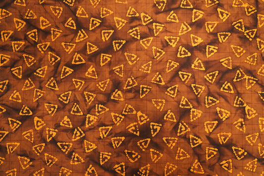 wax batik cotton - Burnt Amber with Golden Yellow Motifs