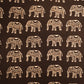 block cotton print - Deep black with Ivory Elephant Motifs