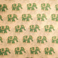 block cotton print - white color with green elephant