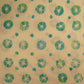 block cotton print - Mint white base with aqua blue & leaf green circular block prints.