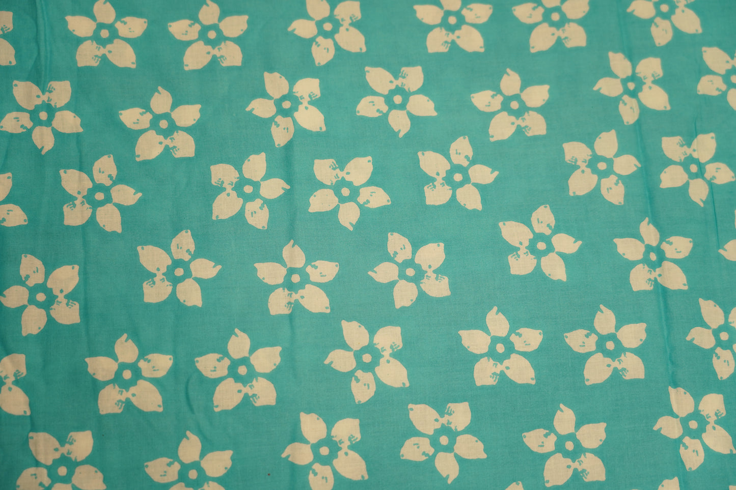 block print cotton - Aqua Blossom Breeze