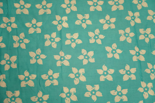 block print cotton - Aqua Blossom Breeze