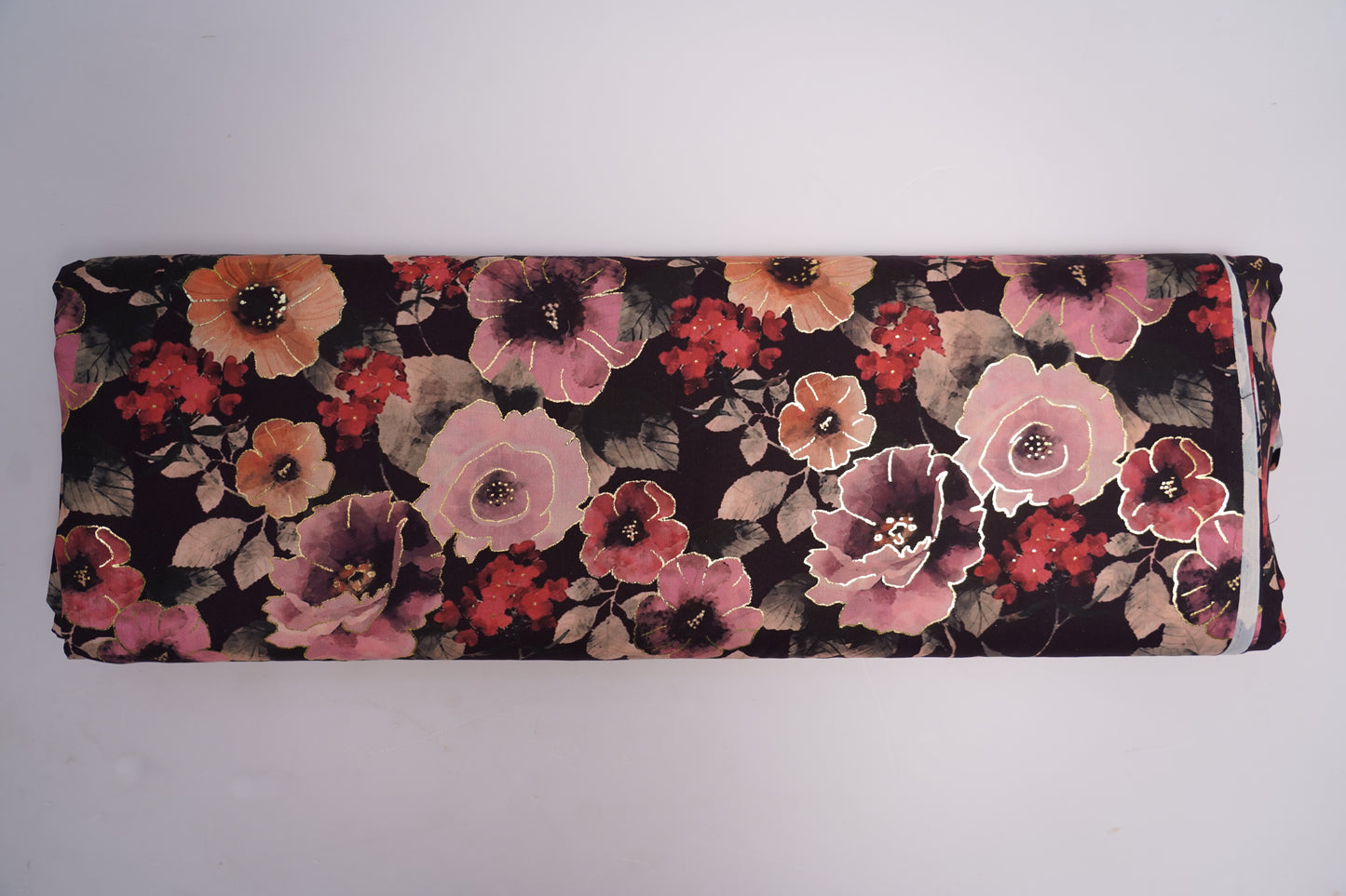 BSY SILK FABRIC WITH FOIL - Deep Wine base