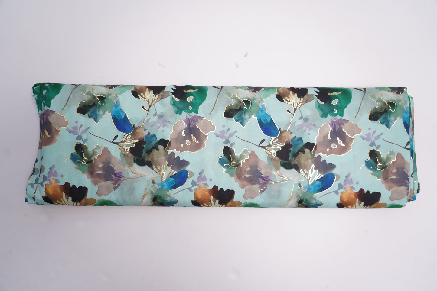 BSY SILK FABRIC WITH FOIL - Mint Green base