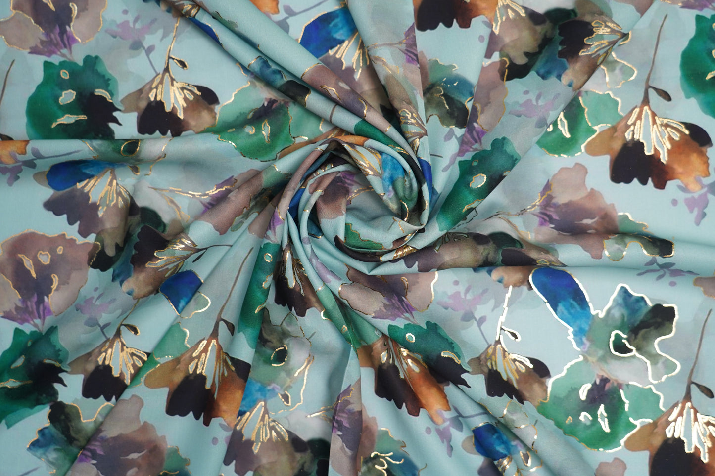 BSY SILK FABRIC WITH FOIL - Mint Green base