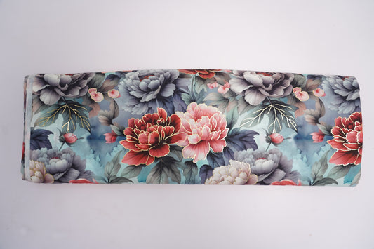 BSY SILK FABRIC WITH FOIL - Teal Blue base