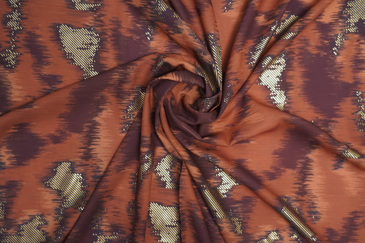 BSY SILK FABRIC WITH FOIL - Rustic Brown base