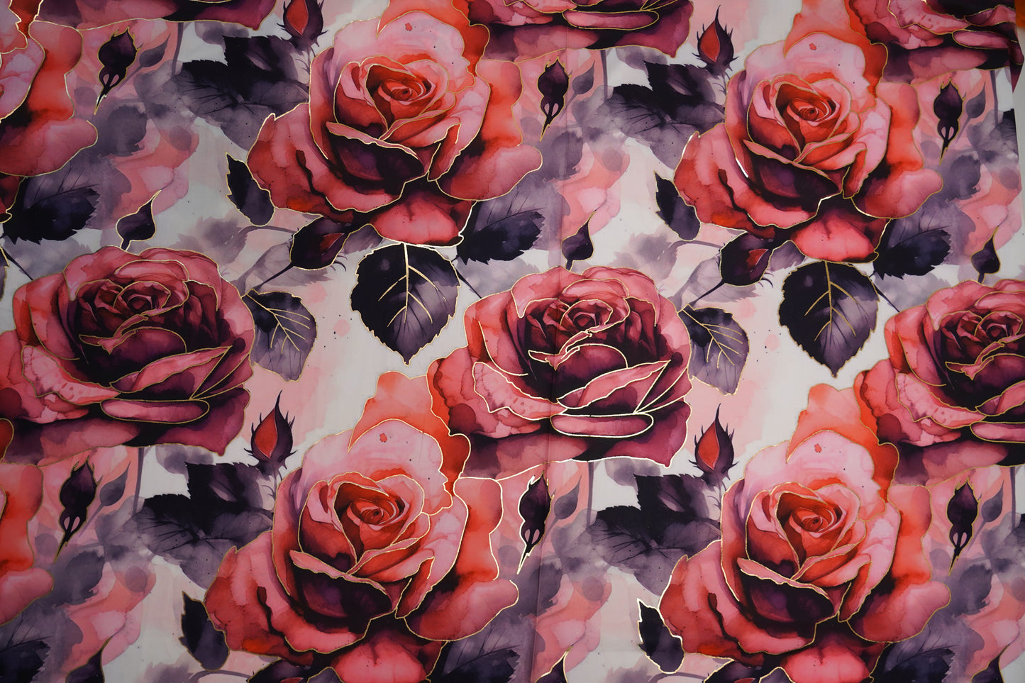 BSY SILK FABRIC WITH FOIL - Soft Cream base