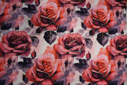 BSY SILK FABRIC WITH FOIL - Soft Cream base