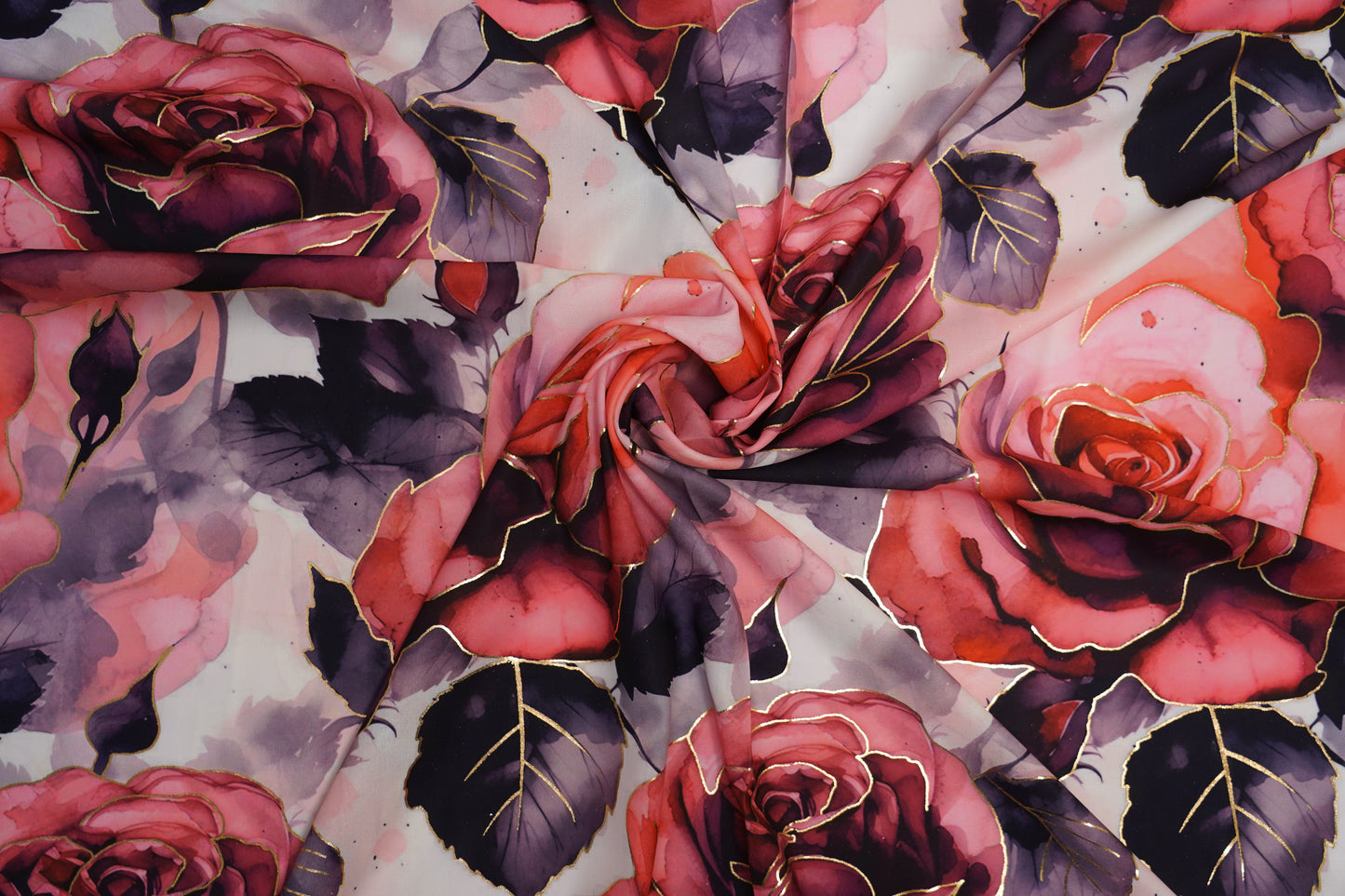 BSY SILK FABRIC WITH FOIL - Soft Cream base